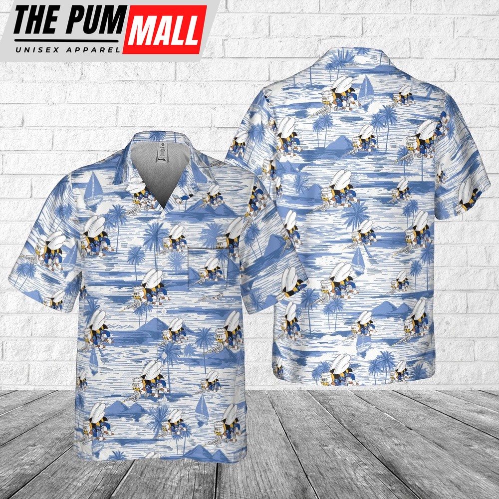 Us Navy Hawaiian Shirt, US Navy SEABEES Naval Construction Force (NCF) Pocket Hawaiian Shirt, Military Hawaiian Shirt