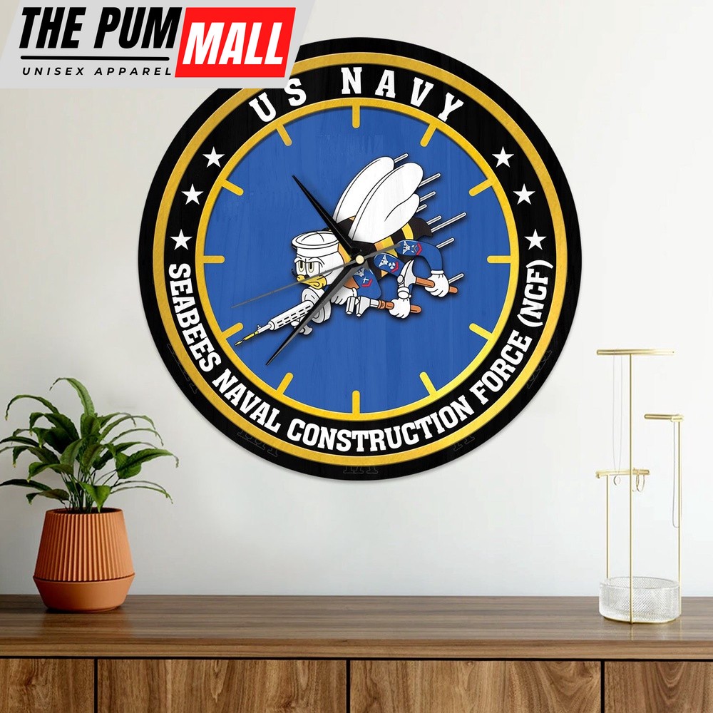 Us Navy Hawaiian Shirt, US Navy SEABEES Naval Construction Force (NCF) Wooden Clock, Military Hawaiian Shirt