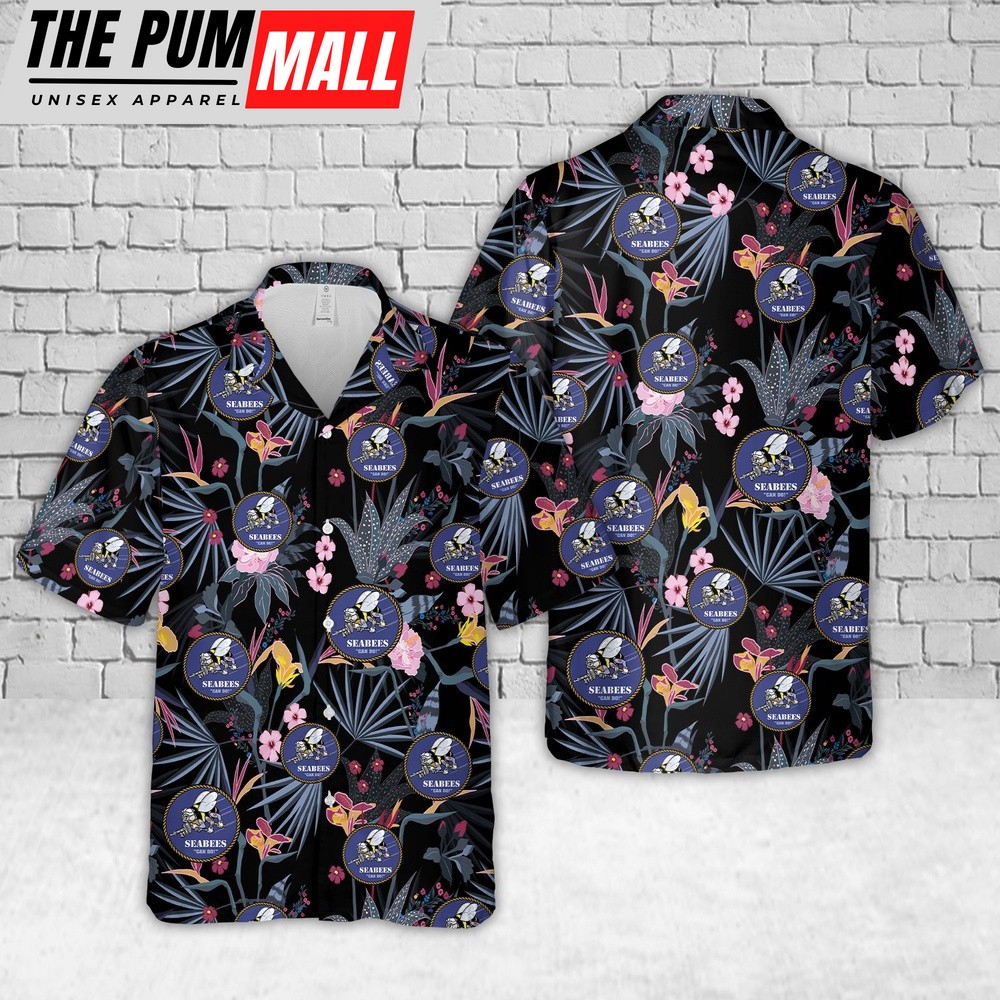 Us Navy Hawaiian Shirt, US Navy Seabees Old Hawaiian Shirt, Military Hawaiian Shirt