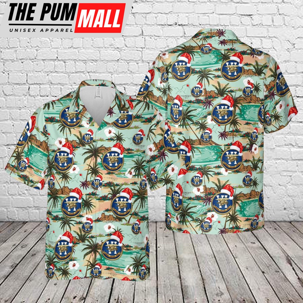 Us Navy Hawaiian Shirt, US Navy SEAL Team 6 Christmas Hawaiian Shirt, Military Hawaiian Shirt