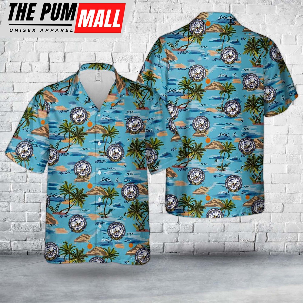 Us Navy Hawaiian Shirt, US Navy SEEBEES – Naval Support Unit State Department Hawaiian Shirt, Military Hawaiian Shirt