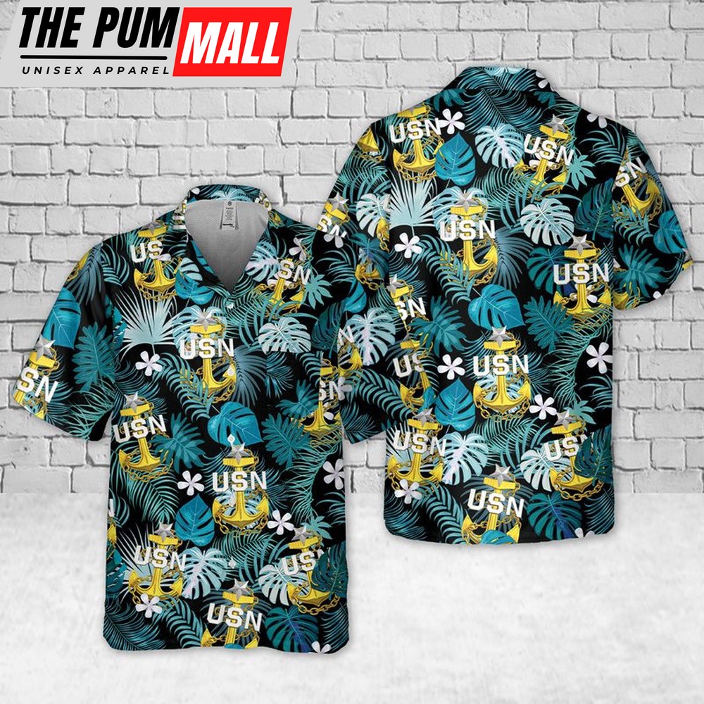 Us Navy Hawaiian Shirt, US Navy Senior Chief Anchor Pocket Hawaiian Shirt, Military Hawaiian Shirt