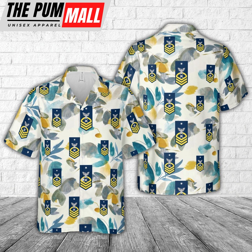 Us Navy Hawaiian Shirt, US Navy Senior Chief Gold E-8 Explosive Ordinance Disposal EOD Hawaiian Shirt, Military Hawaiian Shirt