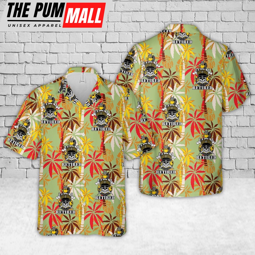 Us Navy Hawaiian Shirt, US Navy Senior Chief Retired Skull and Cross Bones with anchor Hawaiian Shirt, Military Hawaiian Shirt