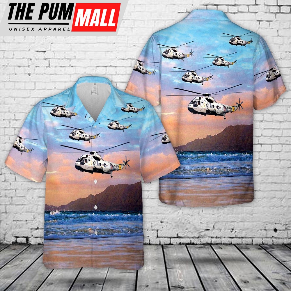 Us Navy Hawaiian Shirt, US Navy SH-3H Sea King HS-2 Hawaiian Shirt, Military Hawaiian Shirt