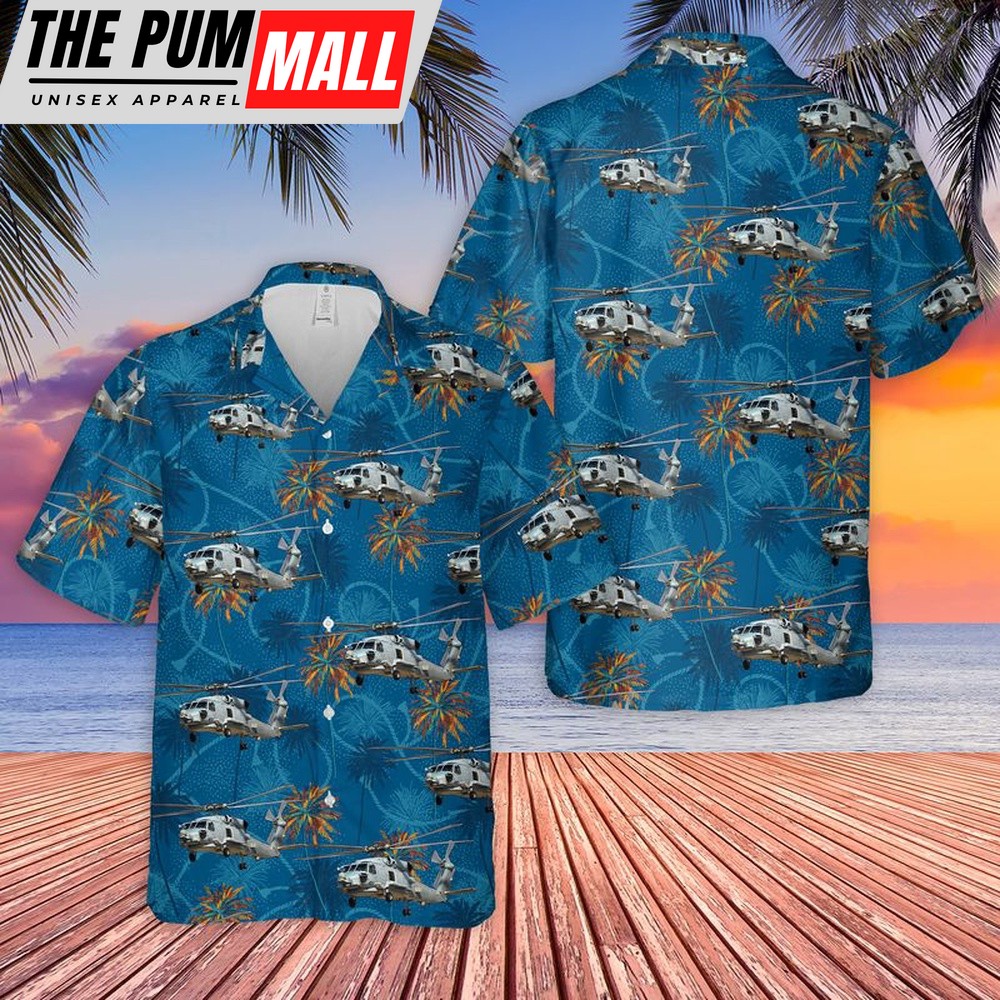 Us Navy Hawaiian Shirt, US Navy Sikorsky MH-60R Seahawk Hawaiian Shirt, Military Hawaiian Shirt