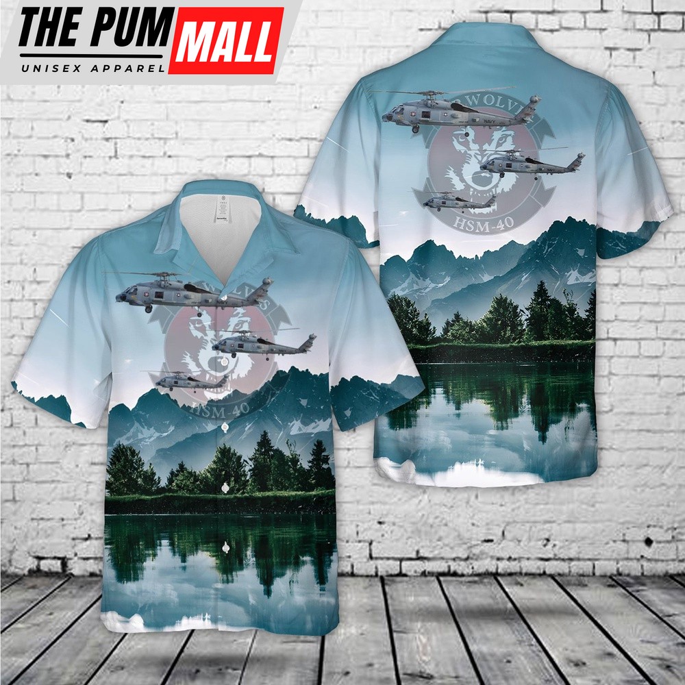 Us Navy Hawaiian Shirt, US Navy Sikorsky MH-60R Seahawk Of HSM-40 Airwolves Hawaiian Shirt, Military Hawaiian Shirt