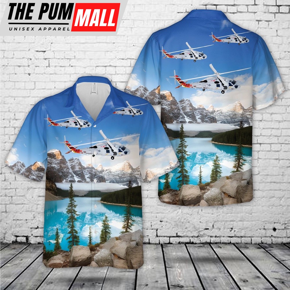 Us Navy Hawaiian Shirt, US Navy Sikorsky SH-60B Seahawk (S-70B-1) Of HSL-43 Battle Cats Hawaiian Shirt, Military Hawaiian Shirt