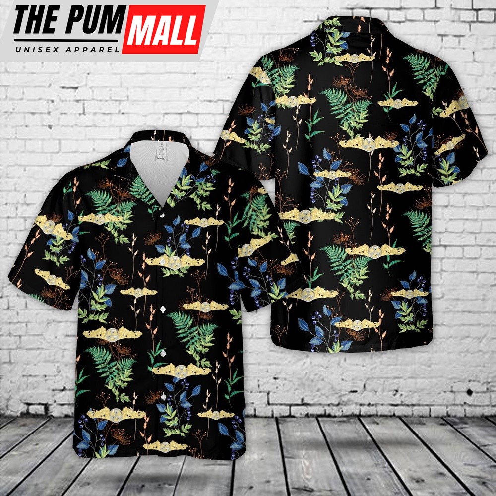 Us Navy Hawaiian Shirt, US Navy Submarine Engineering Duty Officer Badge Hawaiian Shirt, Military Hawaiian Shirt