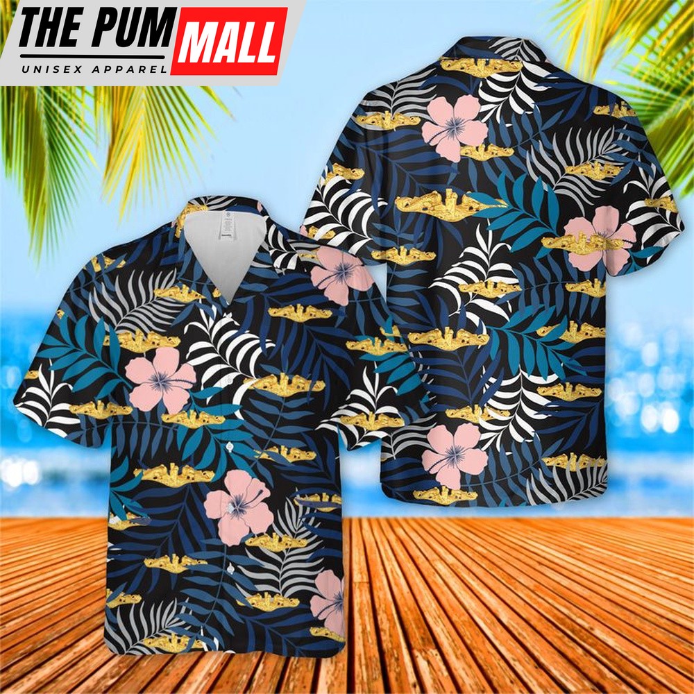 Us Navy Hawaiian Shirt, US Navy Submarine Warfare Insignia Hawaiian Shirt, Military Hawaiian Shirt