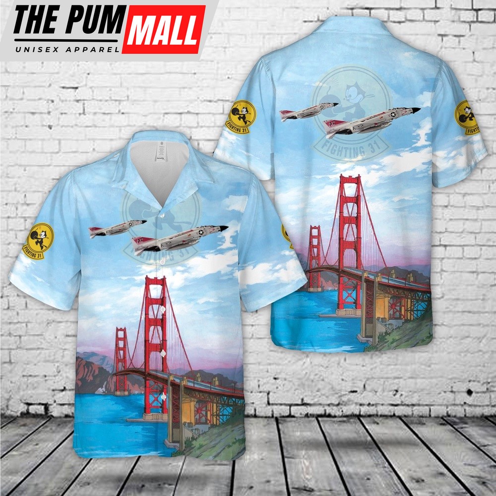 Us Navy Hawaiian Shirt, US Navy Tomcatters McDonnell F-4J-34-MC Phantom II (BuNo 155773) Hawaiian Shirt, Military Hawaiian Shirt