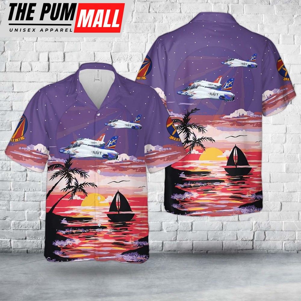 Us Navy Hawaiian Shirt, US Navy Training Squadron EIGHT SIX (VT-86) Sabrehawks T-45C Goshawk Hawaiian Shirt, Military Hawaiian Shirt