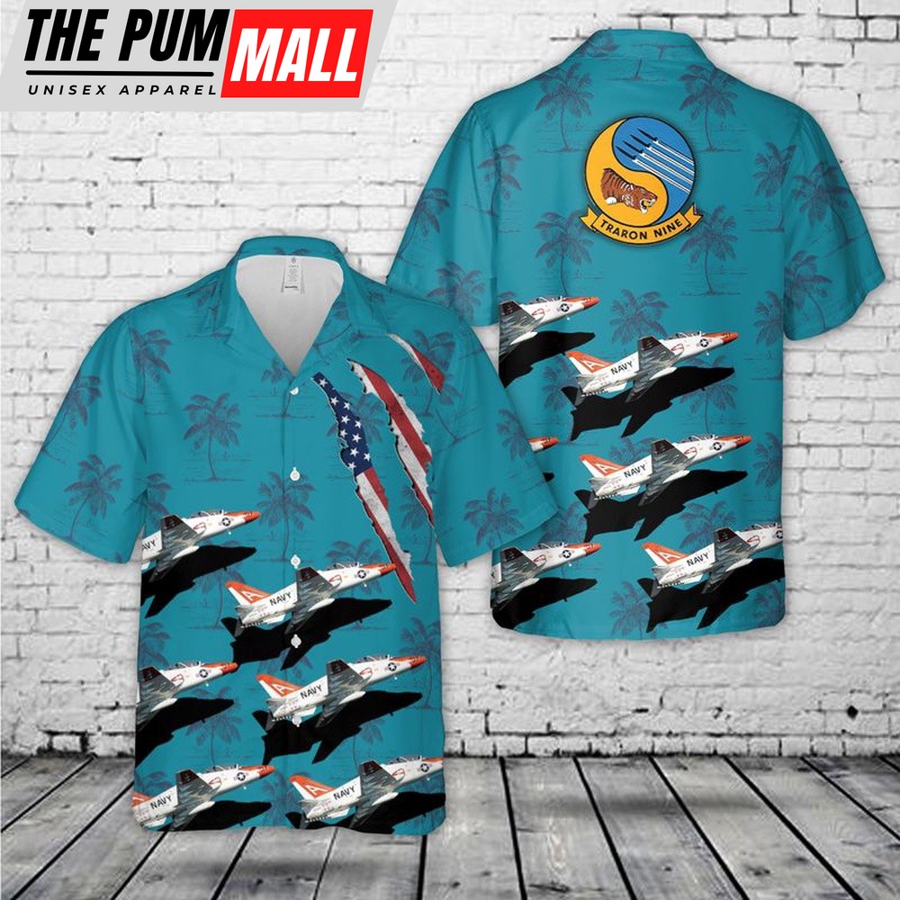 Us Navy Hawaiian Shirt, US Navy Training Squadron NINE (VT-9) T-45Cs Hawaiian Shirt, Military Hawaiian Shirt