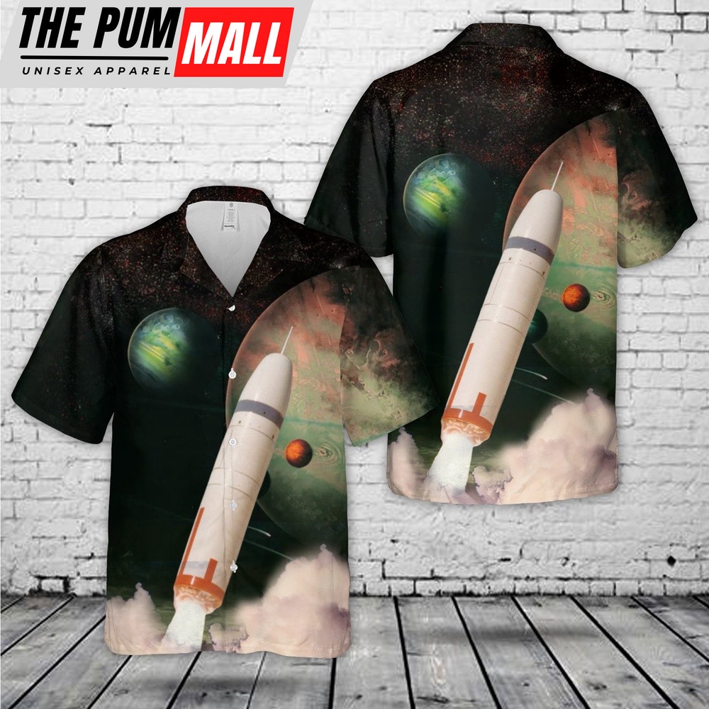 Us Navy Hawaiian Shirt, US Navy UGM-96 Trident I (C4) American submarine-launched ballistic missile (SLBM) Hawaiian Shirt, Military Hawaiian Shirt