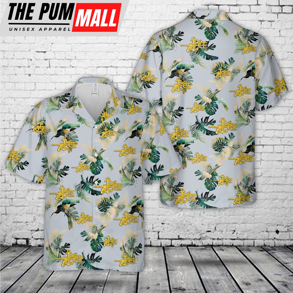 Us Navy Hawaiian Shirt, US Navy Underwater Demolition Badge Hawaiian Shirt, Military Hawaiian Shirt