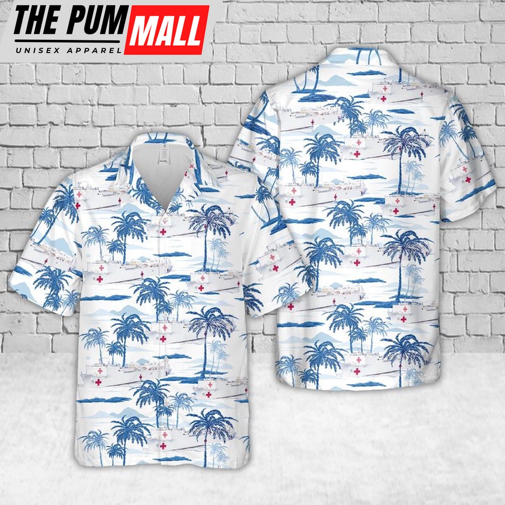 Us Navy Hawaiian Shirt, US Navy USNS Mercy (T-AH-19) Hawaiian Shirt, Military Hawaiian Shirt