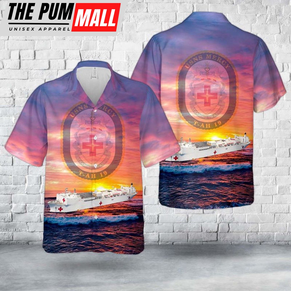 Us Navy Hawaiian Shirt, US Navy USNS Mercy (T-AH-19) Hospital Ship Hawaiian Shirt, Military Hawaiian Shirt