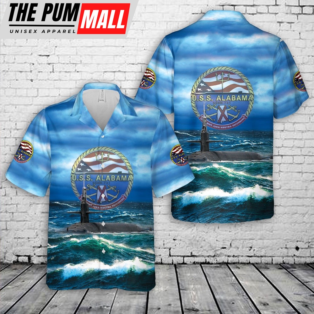 Us Navy Hawaiian Shirt, US Navy USS Alabama (SSBN-731) Ohio-class submarine Ballistic missile submarines Hawaiian Shirt, Military Hawaiian Shirt