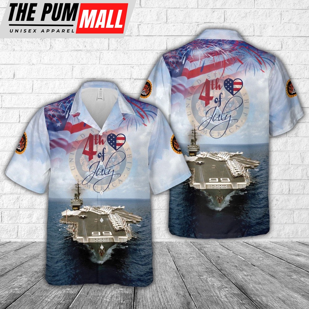 Us Navy Hawaiian Shirt, US Navy USS America (CVACV-66), 4th Of July Hawaiian Shirt, Military Hawaiian Shirt