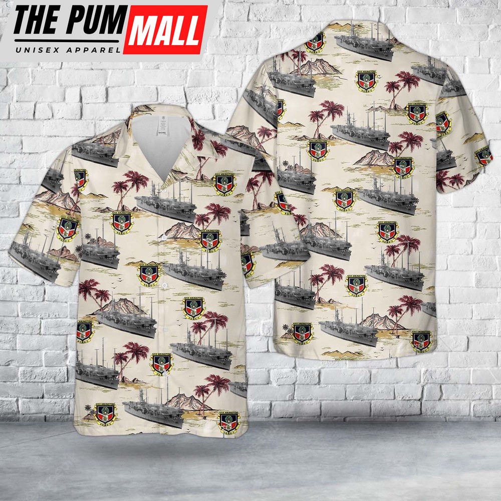 Us Navy Hawaiian Shirt, US Navy USS Arlington (AGMR-2) Hawaiian Shirt, Military Hawaiian Shirt