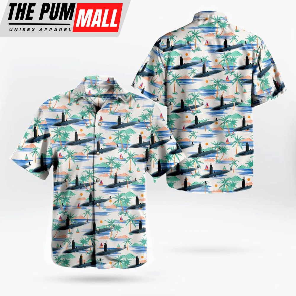 Us Navy Hawaiian Shirt, US Navy USS Asheville SSN-758 Attack Submarine Hawaiian Shirt, Military Hawaiian Shirt