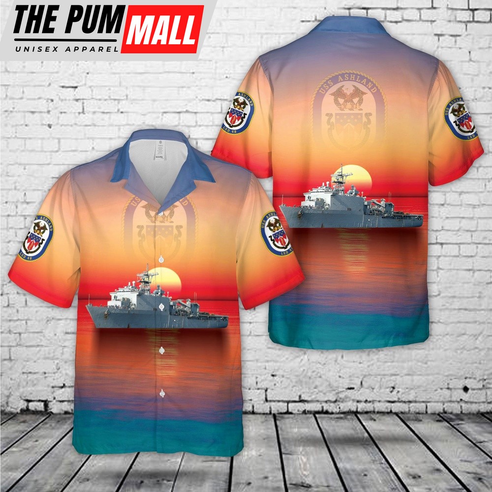 Us Navy Hawaiian Shirt, US Navy USS Ashland (LSD-48) Hawaiian Shirt, Military Hawaiian Shirt