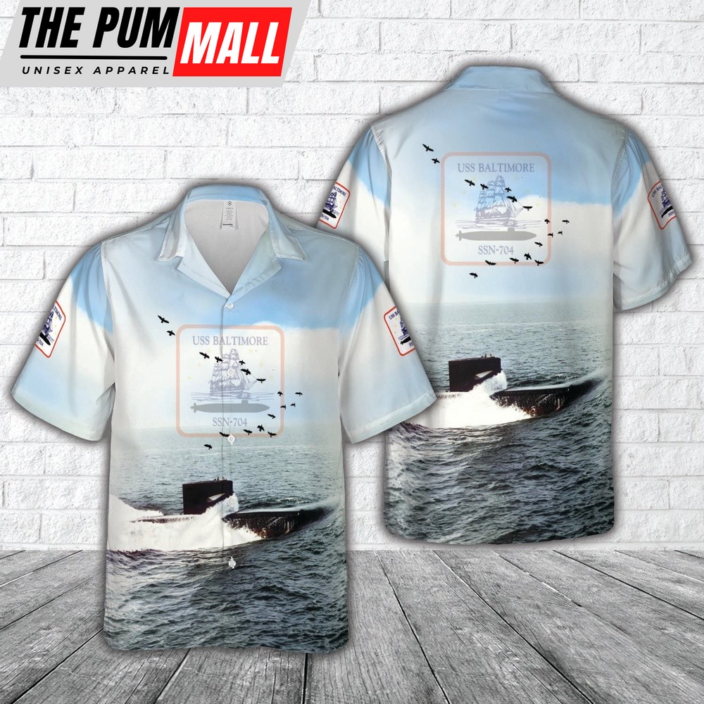 Us Navy Hawaiian Shirt, US Navy USS Baltimore (SSN-704) Hawaiian Shirt, Military Hawaiian Shirt