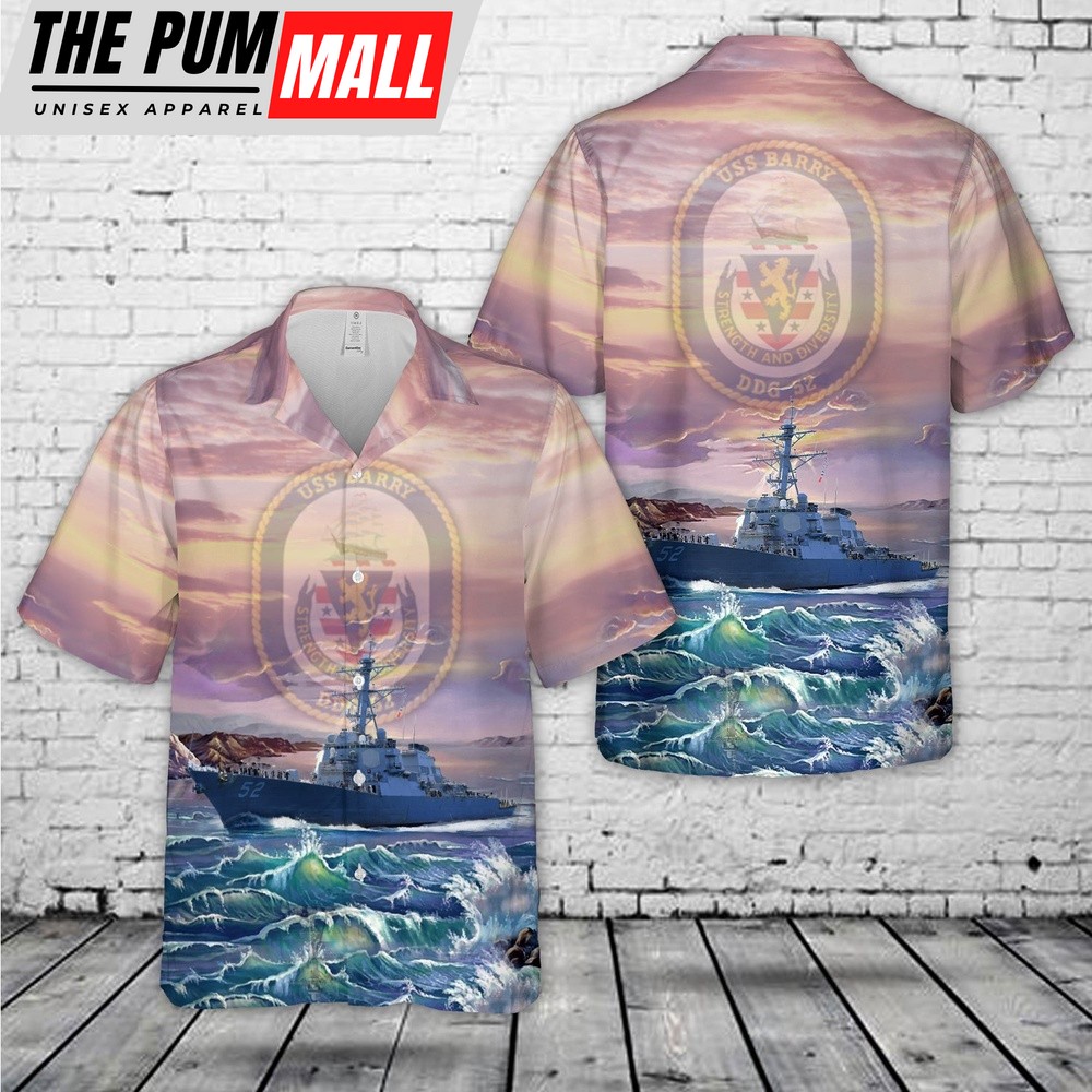 Us Navy Hawaiian Shirt, US Navy USS Barry (DDG-52) Hawaiian Shirt, Military Hawaiian Shirt
