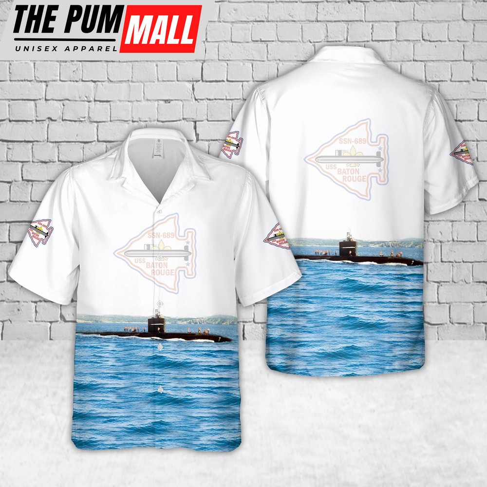 Us Navy Hawaiian Shirt, US Navy USS Baton Rouge (SSN-689) Hawaiian Shirt, Military Hawaiian Shirt