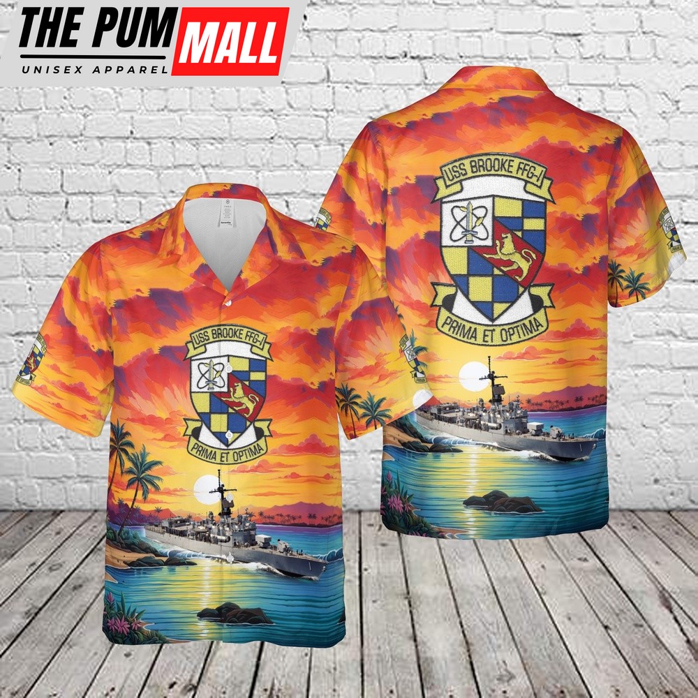 Us Navy Hawaiian Shirt, US Navy USS Brooke (FFG-1) Hawaiian Shirt, Military Hawaiian Shirt