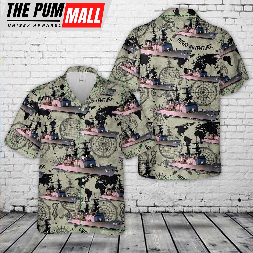 Us Navy Hawaiian Shirt, US Navy USS Caron DD-970 Hawaiian Shirt, Military Hawaiian Shirt