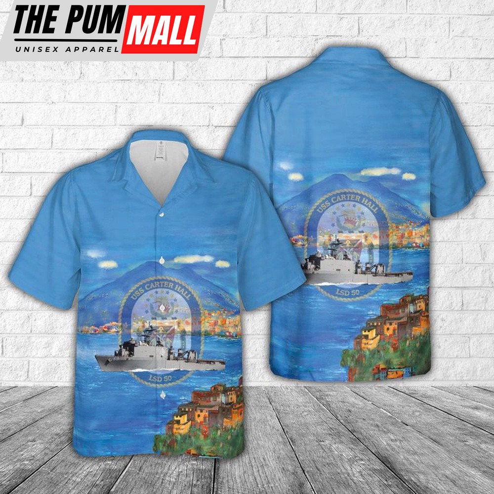 Us Navy Hawaiian Shirt, US Navy USS Carter Hall (LSD-50) Hawaiian Shirt, Military Hawaiian Shirt
