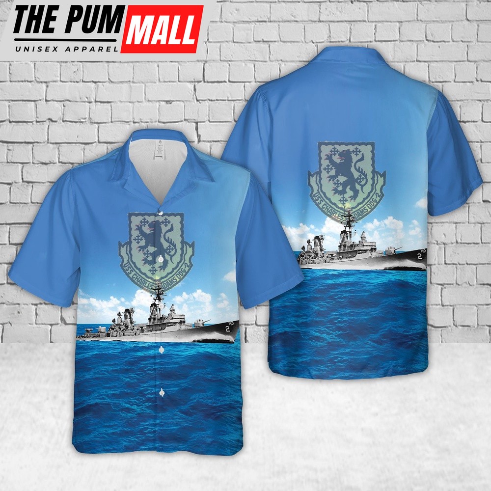 Us Navy Hawaiian Shirt, US Navy USS Charles F. Adams (DD-952DDG-2) Hawaiian Shirt, Military Hawaiian Shirt