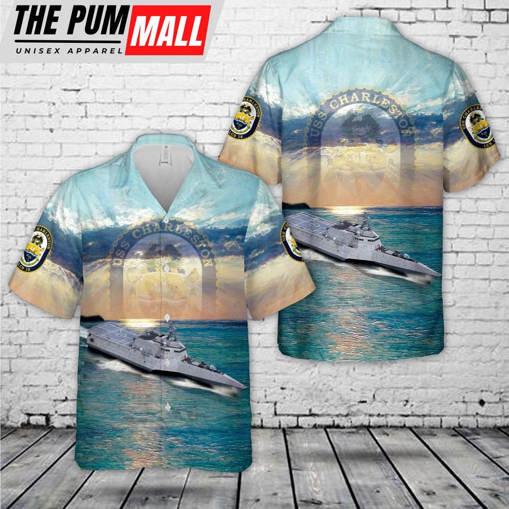 Us Navy Hawaiian Shirt, US Navy USS Charleston (LCS-18) Independence-class littoral combat ship Hawaiian Shirt, Military Hawaiian Shirt