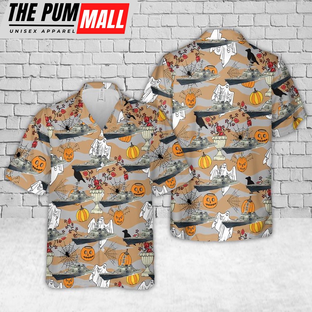 Us Navy Hawaiian Shirt, US Navy USS Cole (DDG-67) Arleigh Burke-class Destroyer Halloween Hawaiian Shirt, Military Hawaiian Shirt