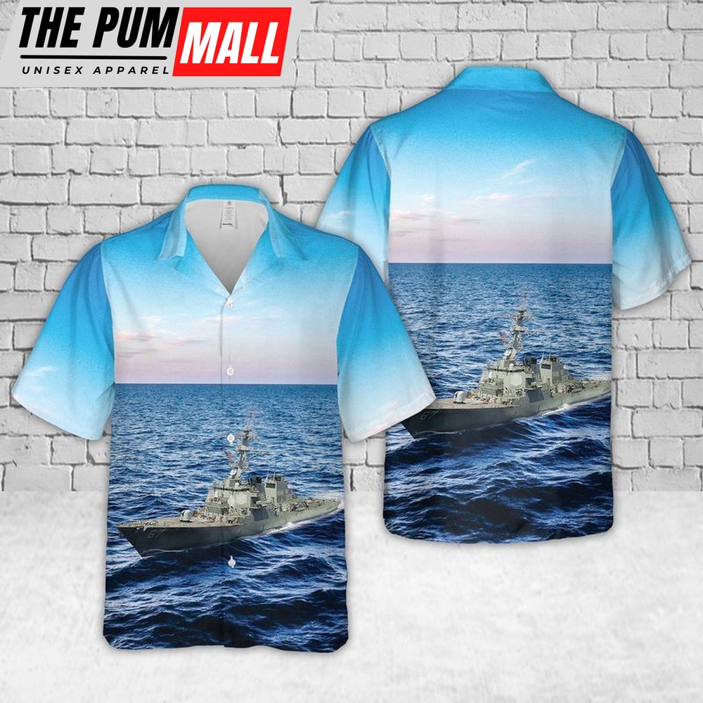 Us Navy Hawaiian Shirt, US Navy USS Cole (DDG-67) Arleigh Burke-class Destroyer Hawaiian Shirt, Military Hawaiian Shirt
