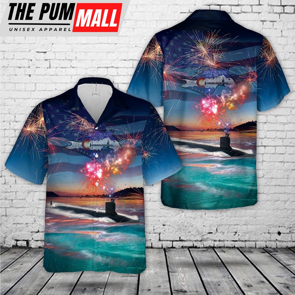 Us Navy Hawaiian Shirt, US Navy USS Colorado (SSN-788), 4th Of July Hawaiian Shirt, Military Hawaiian Shirt