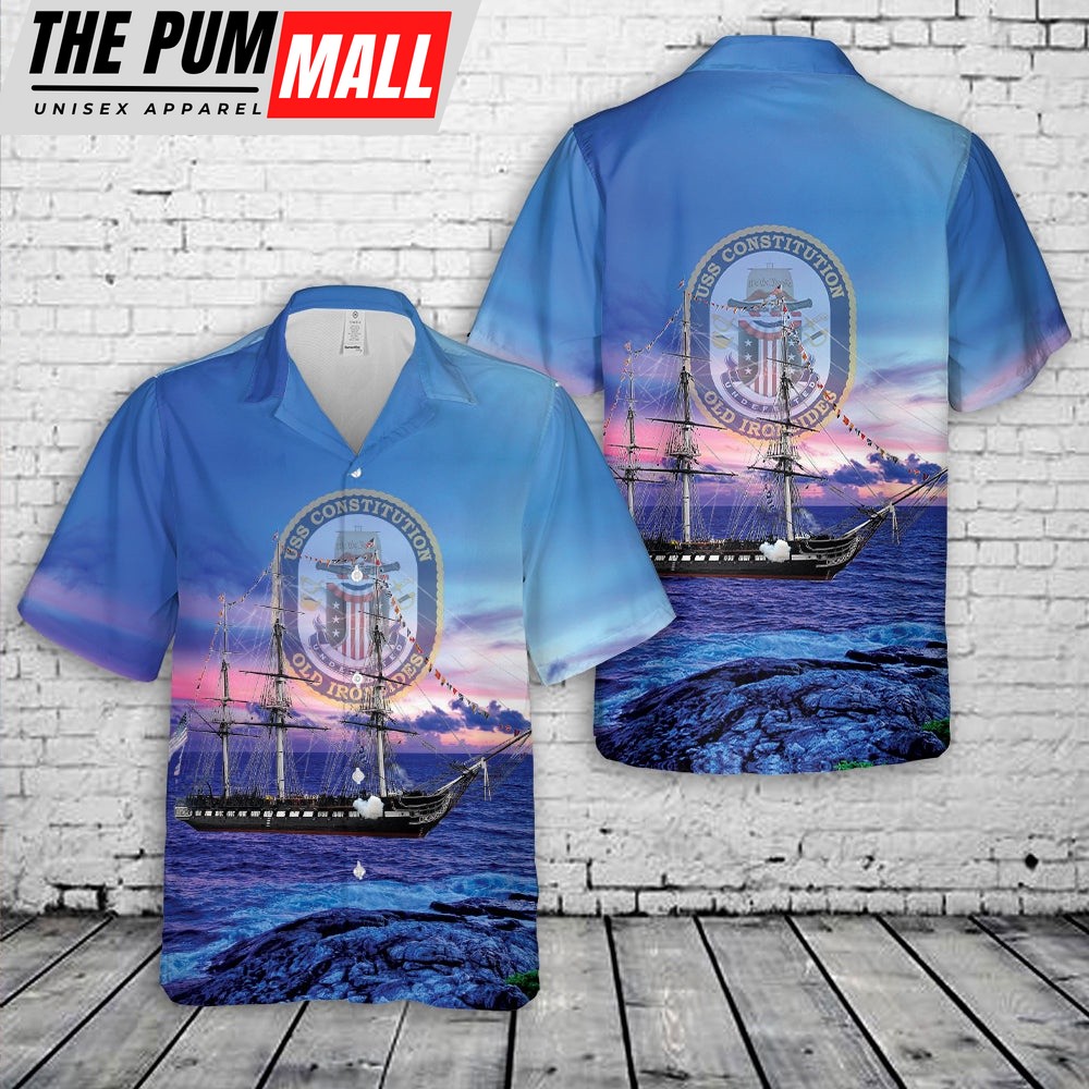 Us Navy Hawaiian Shirt, US Navy USS Constitution Hawaiian Shirt, Military Hawaiian Shirt