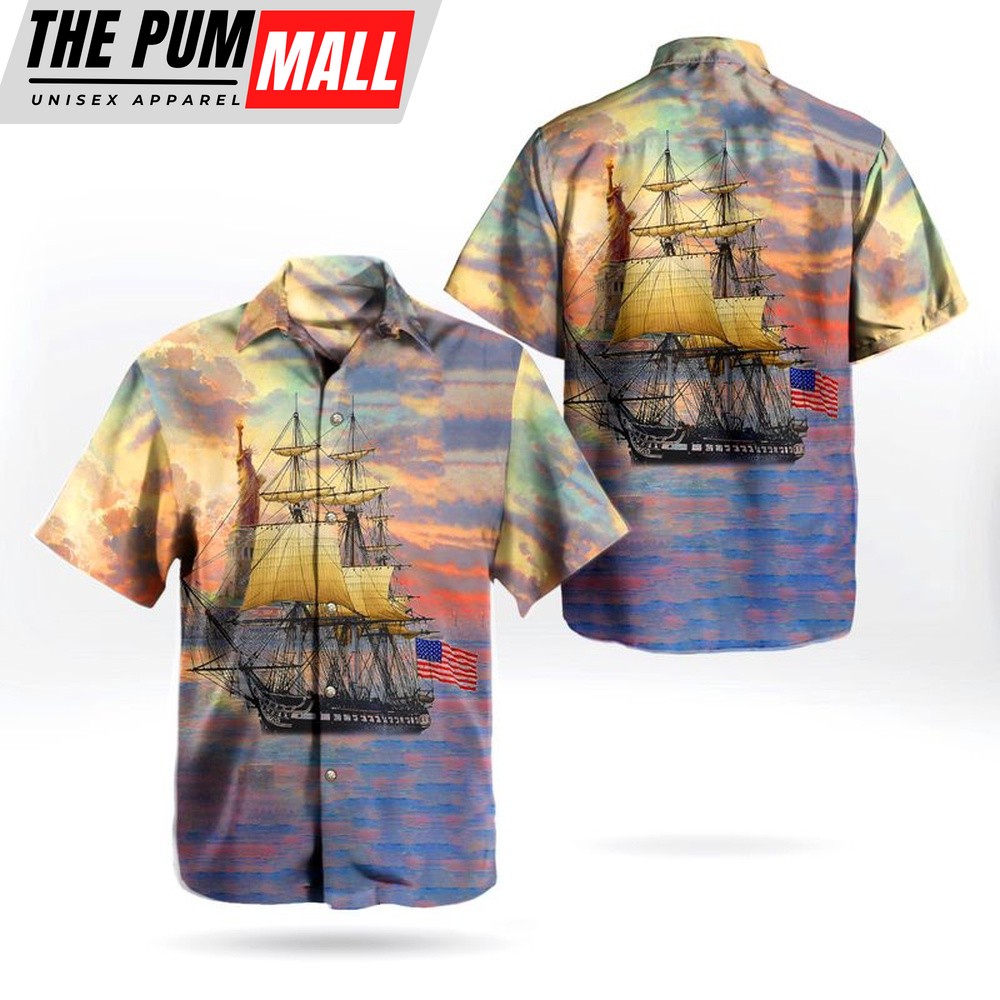 Us Navy Hawaiian Shirt, US Navy USS Constitution Independence Day Hawaiian Shirt, Military Hawaiian Shirt
