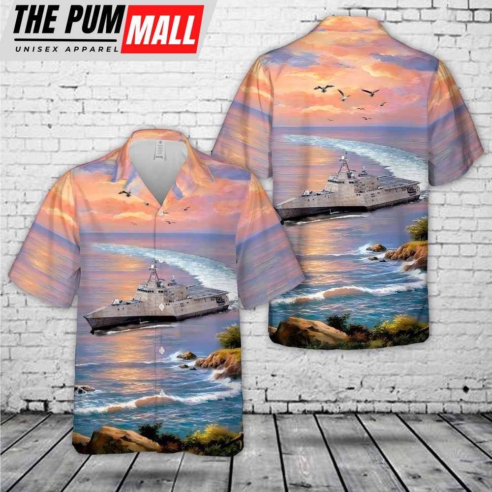 Us Navy Hawaiian Shirt, US Navy USS Coronado (LCS-4) Littoral Combat Ship (LCS) Hawaiian Shirt, Military Hawaiian Shirt