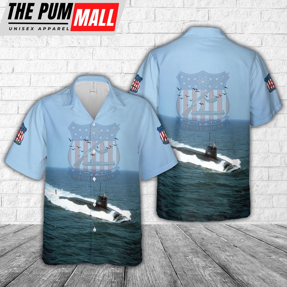 Us Navy Hawaiian Shirt, US Navy USS Daniel Boone (SSBN-629) Hawaiian Shirt, Military Hawaiian Shirt