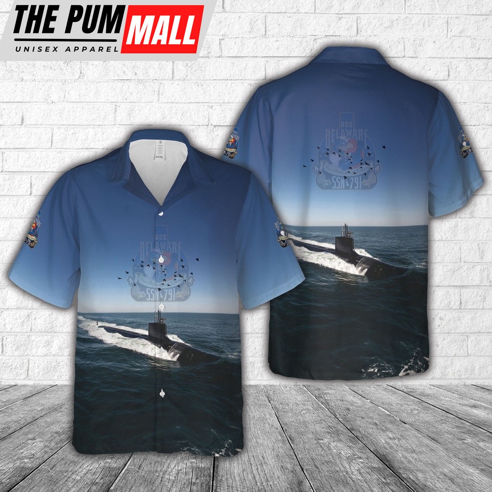 Us Navy Hawaiian Shirt, US Navy USS Delaware (SSN-791) Hawaiian Shirt, Military Hawaiian Shirt