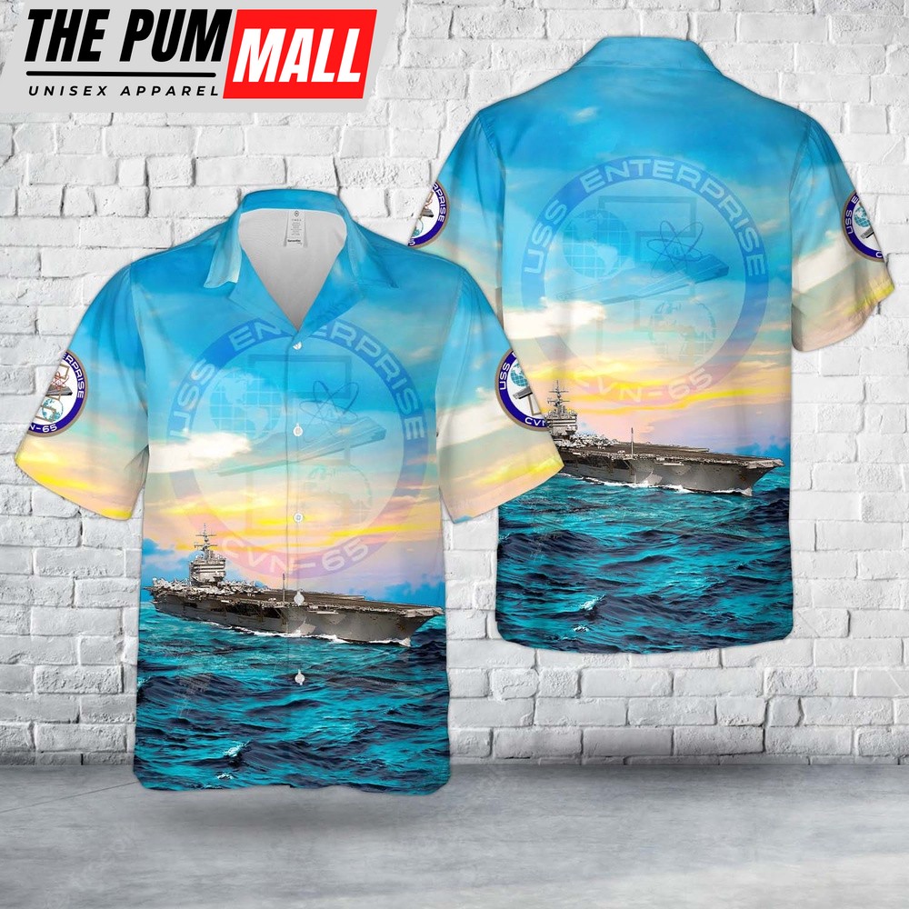 Us Navy Hawaiian Shirt, US Navy USS Enterprise (CVN-65) Hawaiian Shirt, Military Hawaiian Shirt