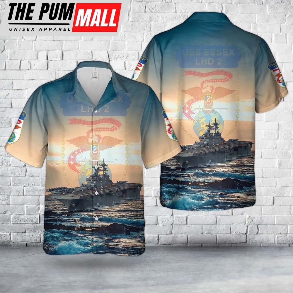Us Navy Hawaiian Shirt, US Navy USS Essex (LHD-2) Hawaiian Shirt, Military Hawaiian Shirt
