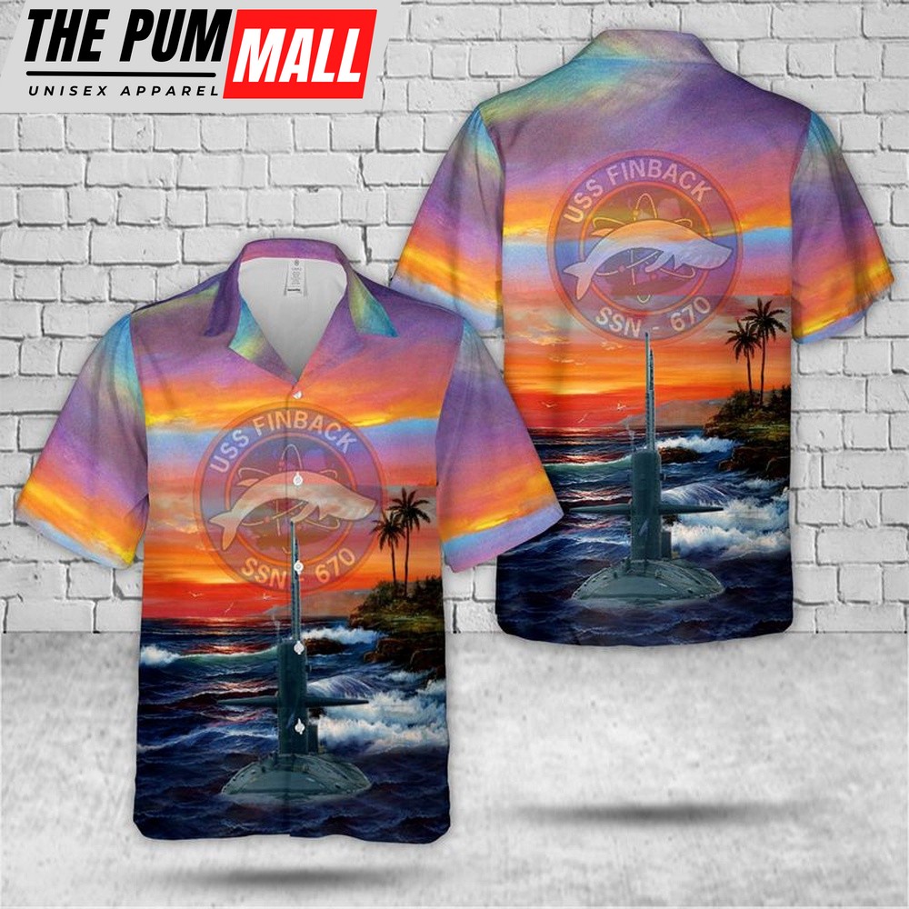 Us Navy Hawaiian Shirt, US Navy USS Finback (SSN-670) Attack Submarine Hawaiian Shirt, Military Hawaiian Shirt