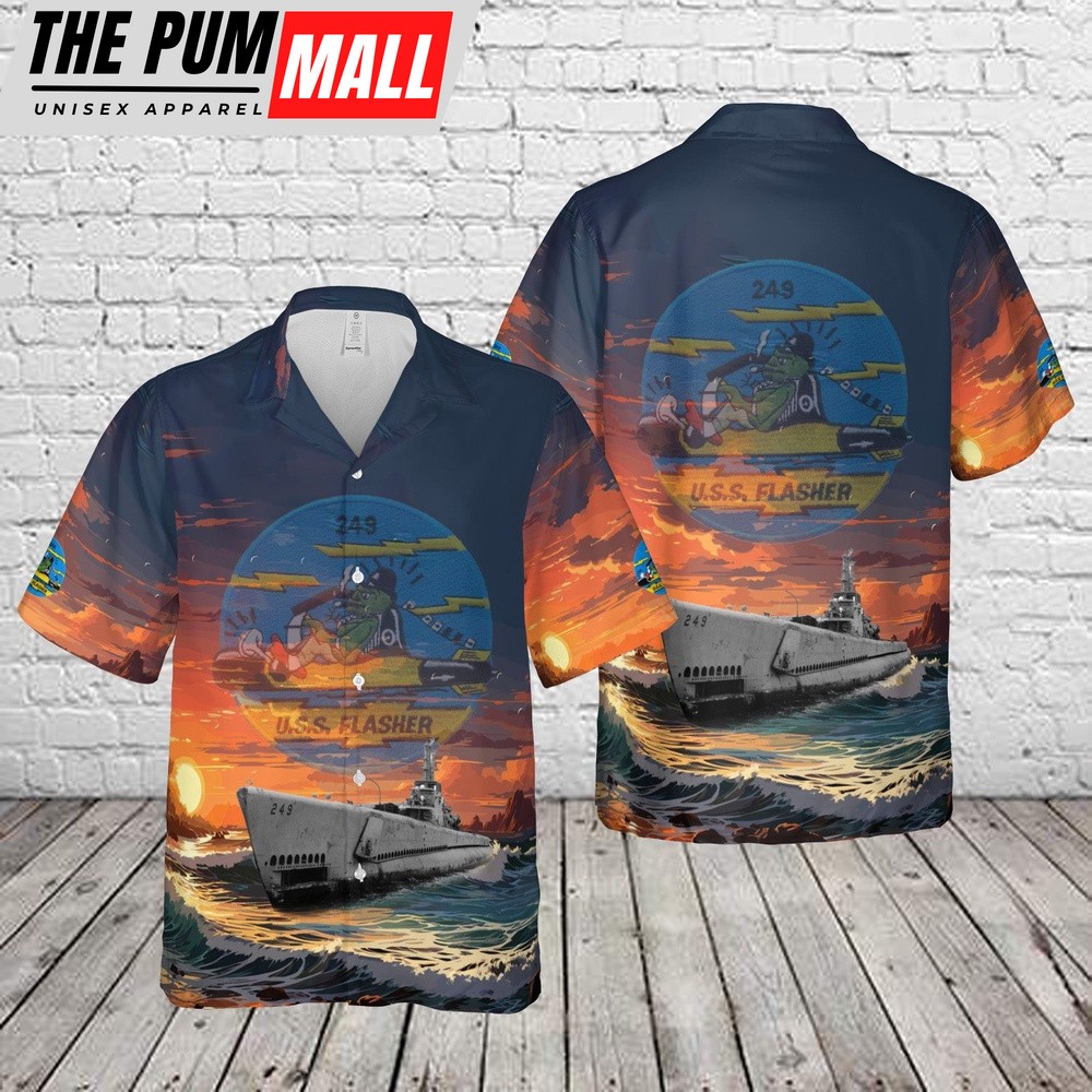 Us Navy Hawaiian Shirt, US Navy USS Flasher (SS-249) Gato-class submarine In WWII Hawaiian Shirt, Military Hawaiian Shirt