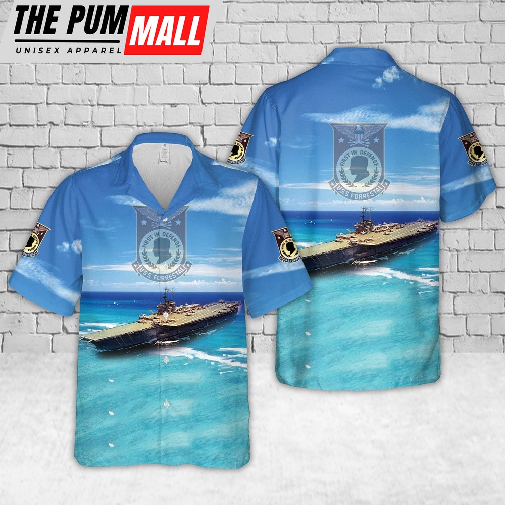 Us Navy Hawaiian Shirt, US Navy USS Forrestal (CVA-59) Hawaiian Shirt, Military Hawaiian Shirt