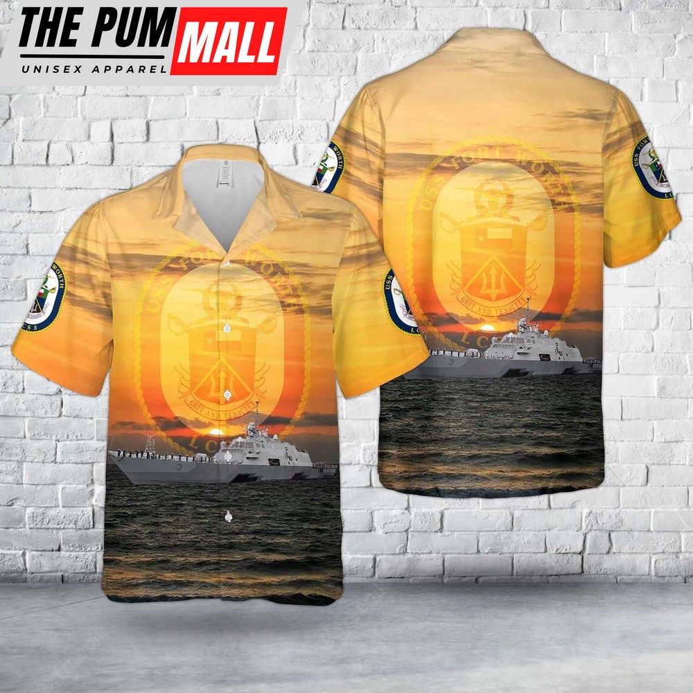 Us Navy Hawaiian Shirt, US Navy USS Fort Worth (LCS-3) Littoral Combat Ship (LCS) Hawaiian Shirt, Military Hawaiian Shirt