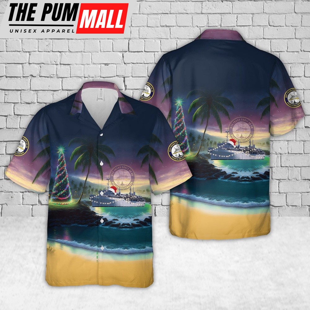 Us Navy Hawaiian Shirt, US Navy USS Frank Cable (AS-40) Christmas Hawaiian Shirt, Military Hawaiian Shirt