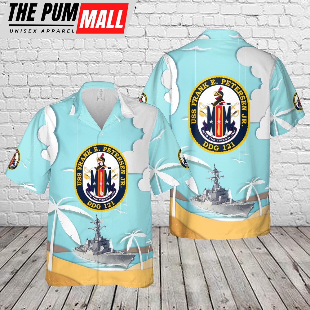 Us Navy Hawaiian Shirt, US Navy USS Frank E. Petersen Jr. (DDG-121) Arleigh Burke-class destroyers Hawaiian Shirt, Military Hawaiian Shirt